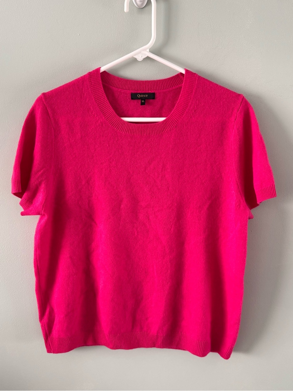 Quince Mongolian Cashmere Tee Women's Size XL Limited Edition Color Raspberry